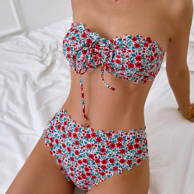 Damen Bikini-Set mit romantischem Rüschendesign und floralem Muster Drune