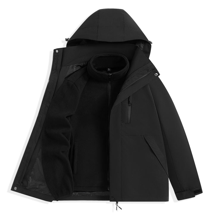 Herren zweilagiger Outdoorparka mit herausnehmbarer Fleece-Innenjacke und Kapuze Drune