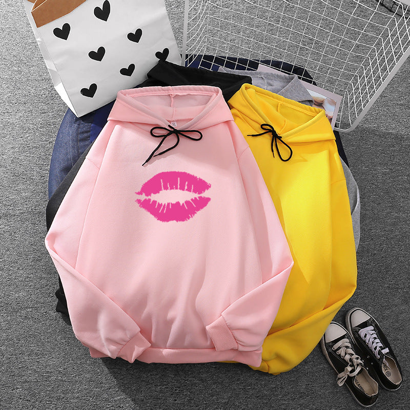 Damen Hoodie mit auffälligem Lippenmotiv Drune