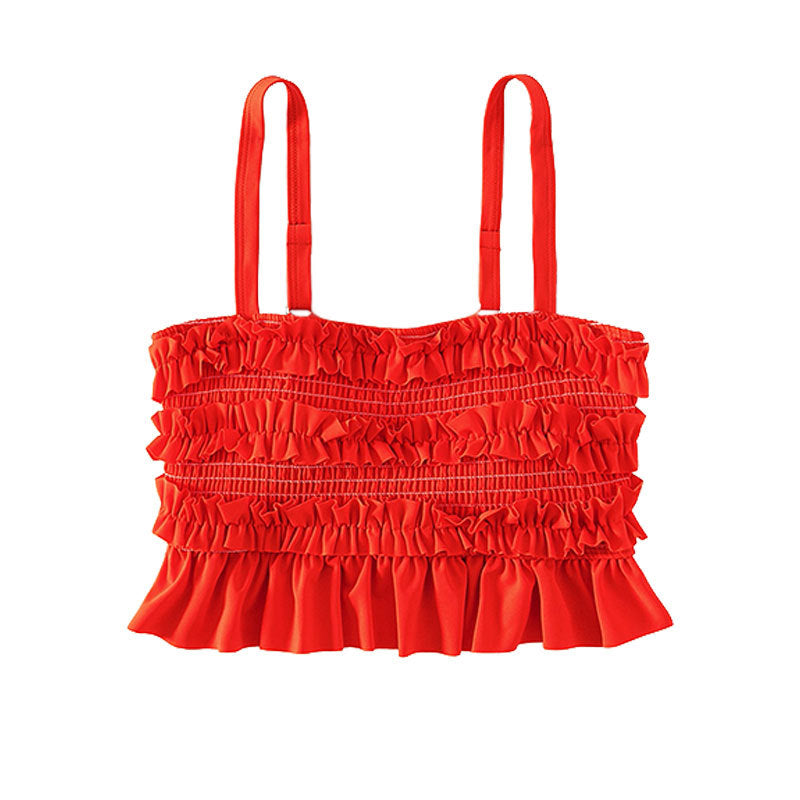 Damen High-Waisted Bikini-Unterteil mit Rüschendetails Drune