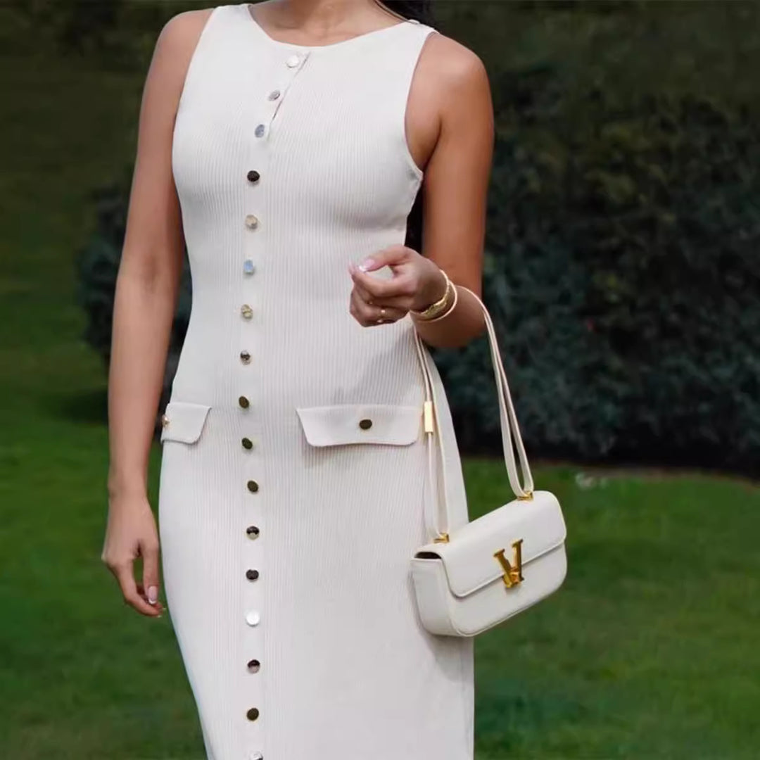 Damen Strickkleid mit Knopfleiste und Taschen Drune