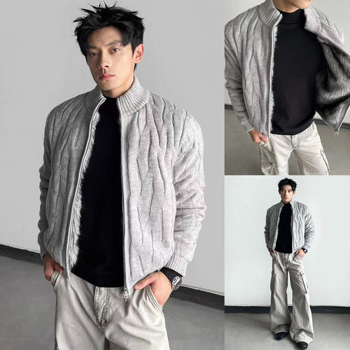 Herren Urbane Strickjacke mit Stehkragen und Reißverschluss Drune