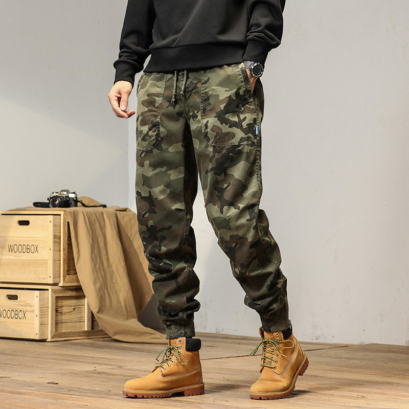 Herren Army‑Utility Cargo‑Jogger aus Baumwoll‑Twill mit aufgesetzten Klapptaschen und elastischen Bündchen Drune