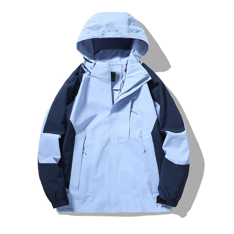 Herren wind- und wasserabweisende Outdoor-Hoodiejacke mit Belüftungsnetz, verstellbarer Kapuze und verdeckter Frontblende Drune