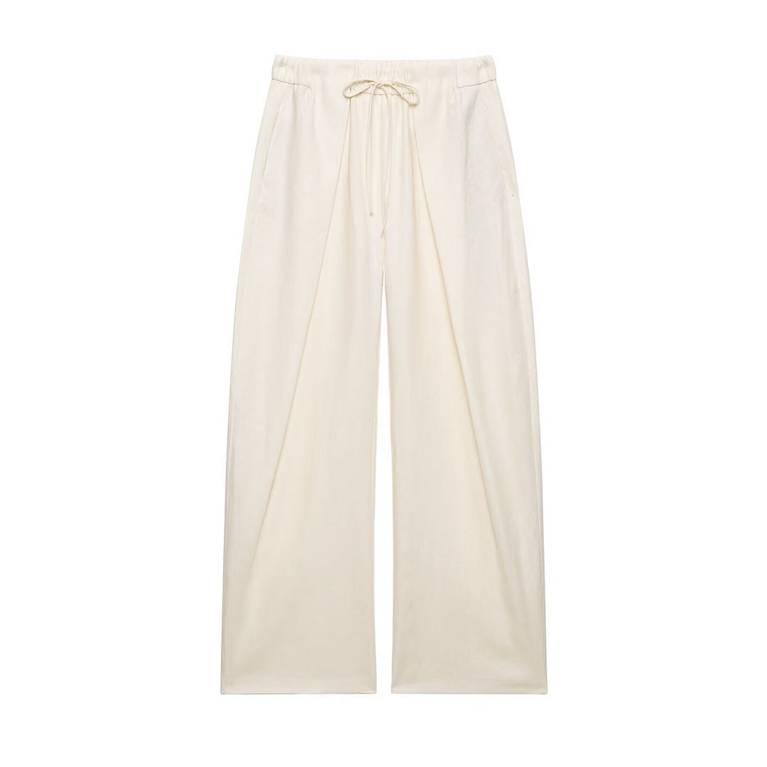 Damen Kurzblazer mit Stehkragen und weite Palazzo-Hose mit Kordelzug Drune
