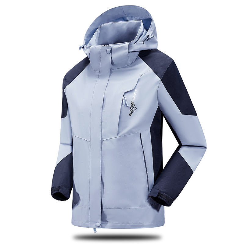 Herren Wind- und Wasserabweisende Trekkingjacke mit verstellbarer Kapuze und Brustreißverschluss Drune