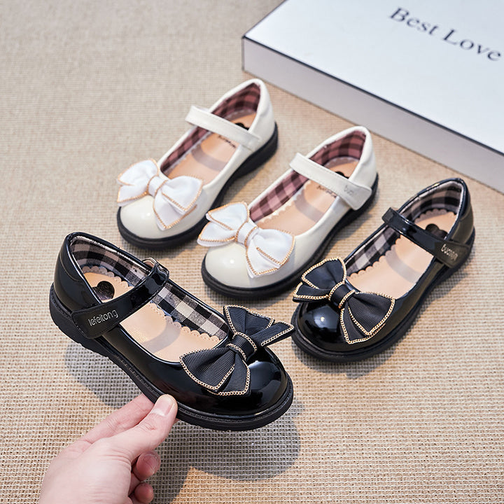 Mädchen Ballerina Schuhe mit verstellbarem Riemen und dekorativem Schleifenakzent Drune