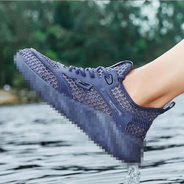 Herren Atmungsaktiver Mesh-Freizeitsneaker mit strukturierter Wellen-Plateausohle Drune