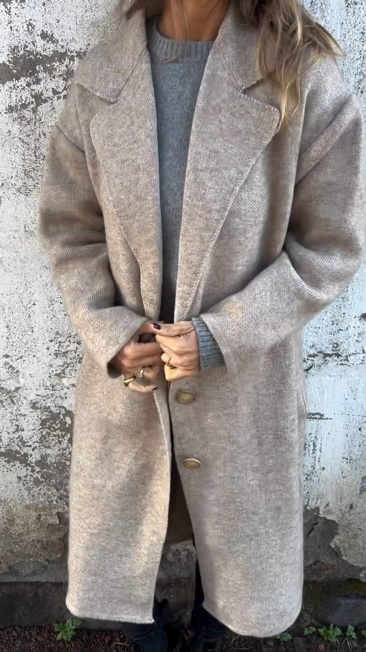 Damen Oversized Wollmantel mit eleganten Knopfdetails Drune