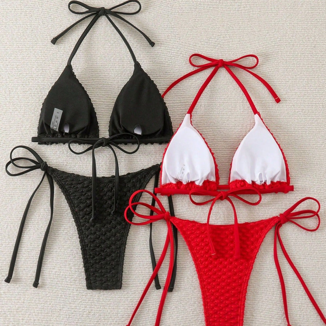 Damen Geflochtener Triangel-Bikini mit Bandeau-Oberteil Drune