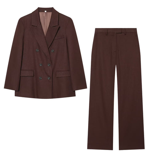 Damen Doppelreiher-Blazer und High-Waist-Hose im Tailored-Set Drune