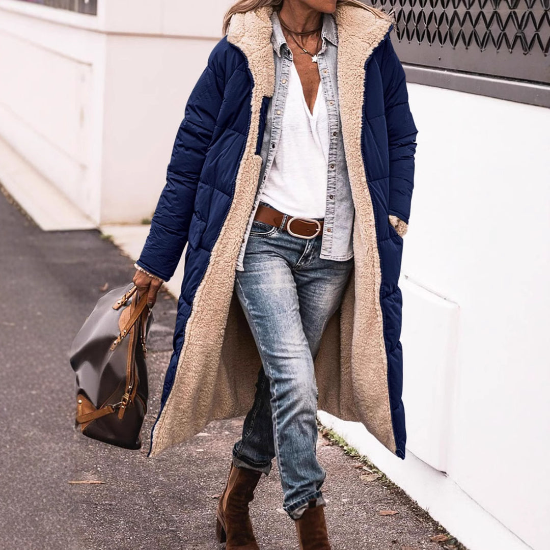Damen gefütterte Langjacke mit Teddyfell-Innenfutter Drune