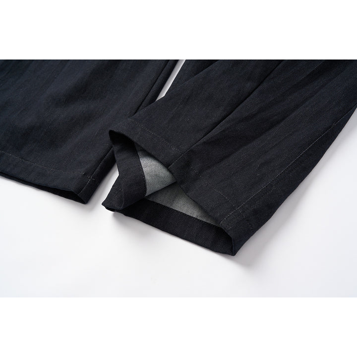 Damen Hochtaillierte weite Culotte-Hose aus Denim‑Mix mit Bundfalten und Knopfverschluss Drune