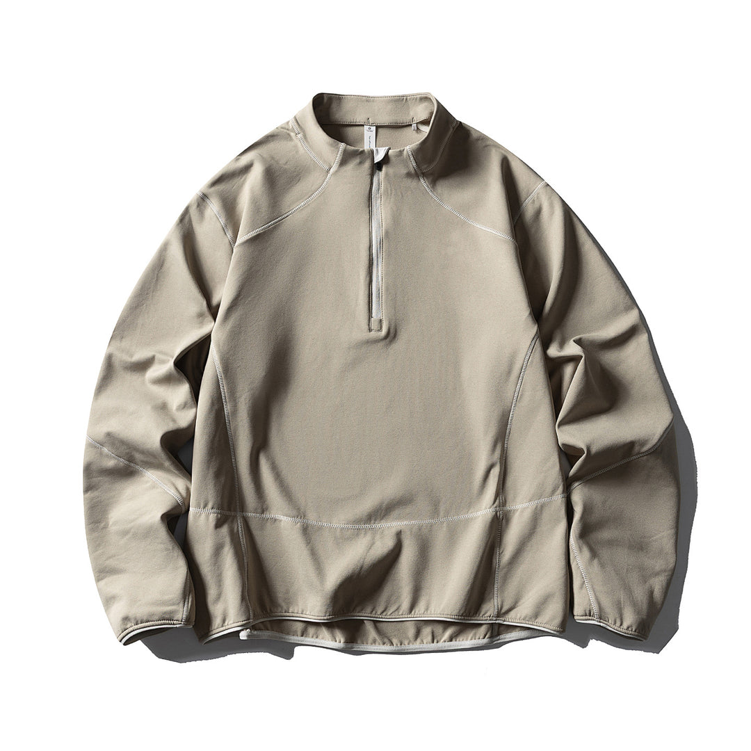 Unisex Halbzip-Fleecepullover mit Stehkragen, Flachnähten und verstellbarem Saum Drune