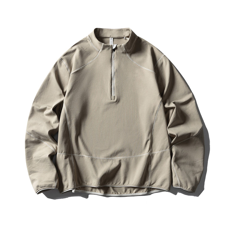 Unisex Halbzip-Fleecepullover mit Stehkragen, Flachnähten und verstellbarem Saum Drune