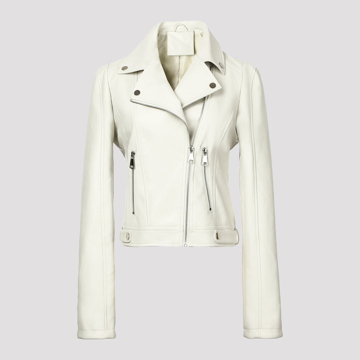 Damen Stylish Cropped Lederjacke Drune