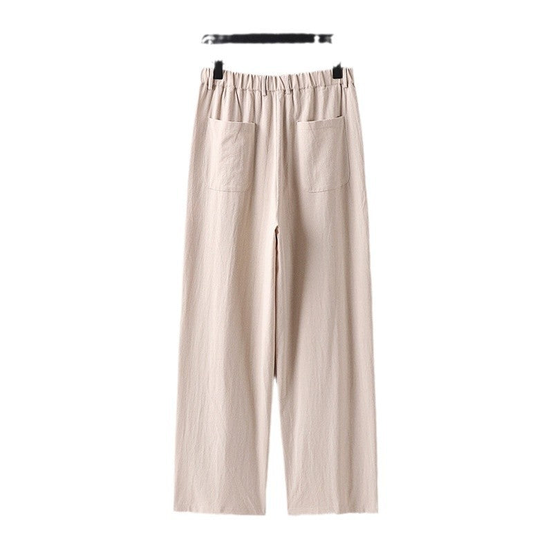 Damen weite Hose mit hoher Taille und Bundfalten Drune