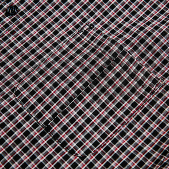 Herren Boxy-Overshirt im feinkarierten Muster mit durchgehender Knopfleiste und aufgesetzter Brusttasche Drune