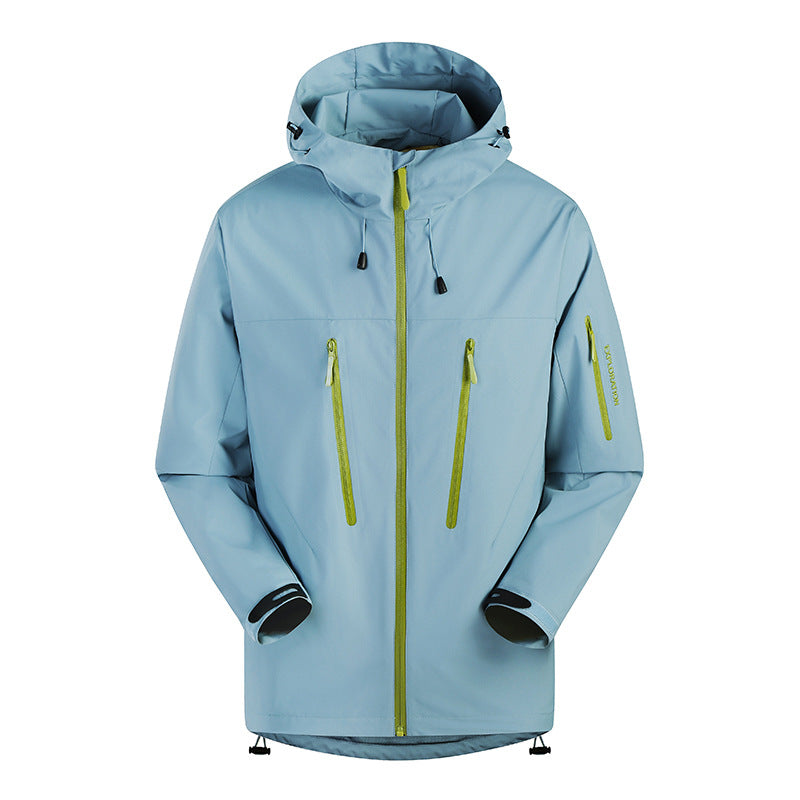Herren Dreilagige atmungsaktive Hardshell-Outdoorjacke mit Kapuze und verschweißten Nähten Drune