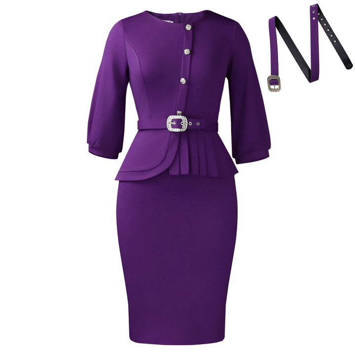 Damen Etuikleid mit elegantem Peplum-Saum und tailliertem Gürtel Drune