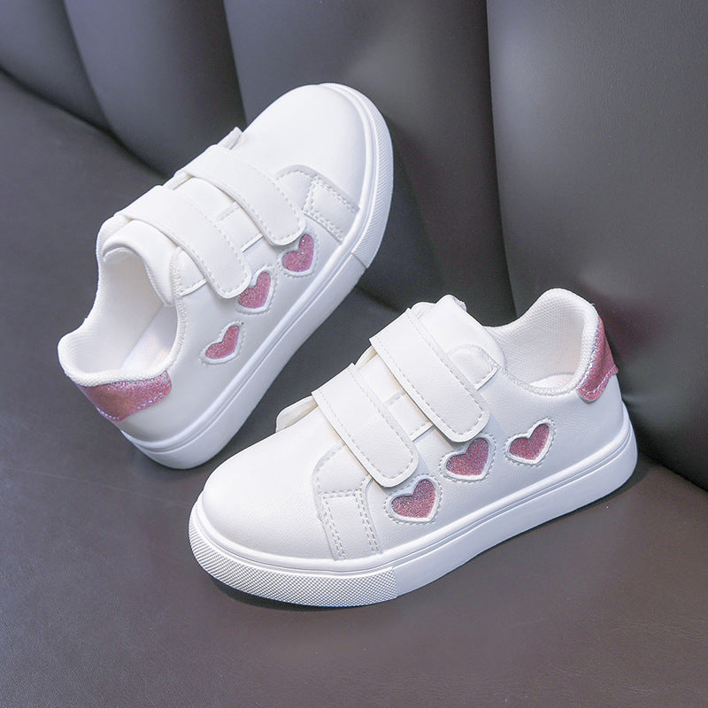 Damen Plateausneaker mit Klettverschluss und glitzernden Herz‑ und Sternapplikationen Drune