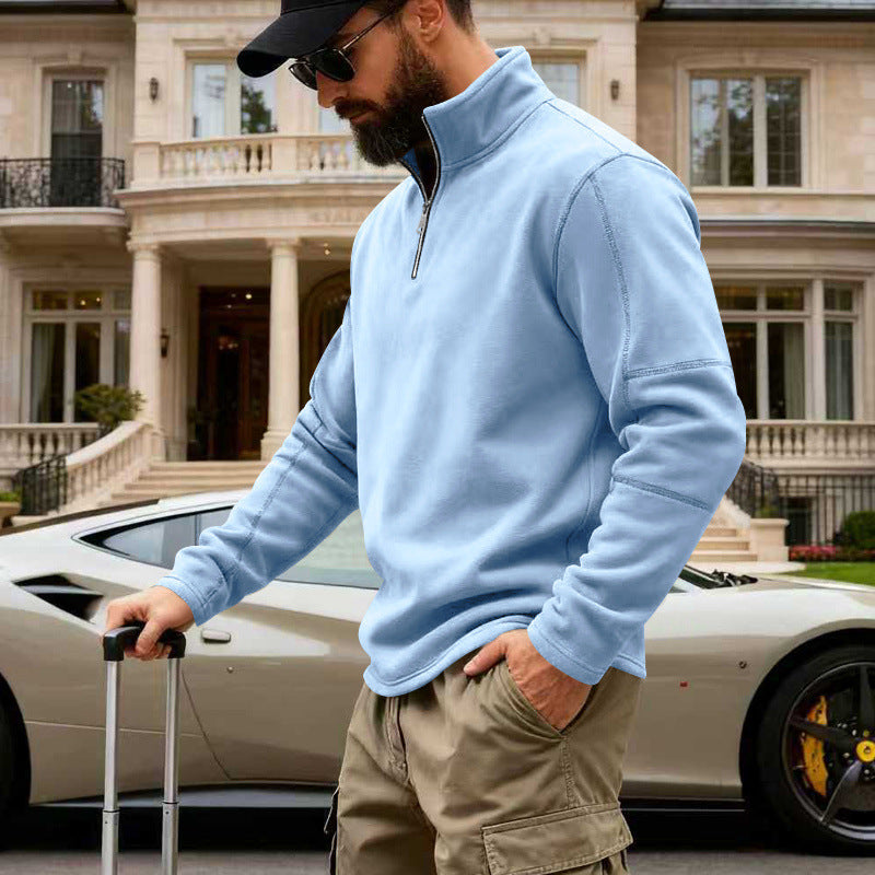 Herren Halbzip-Sweatshirt mit Stehkragen und markanten Nahtdetails Drune