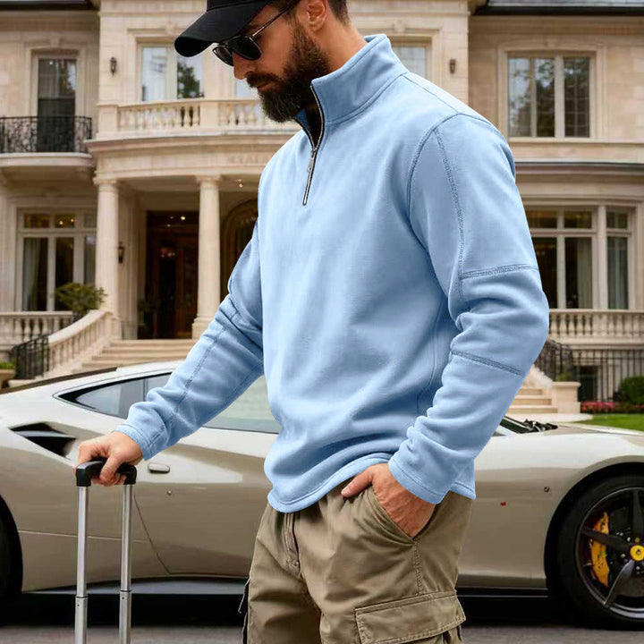 Herren Halbzip-Sweatshirt mit Stehkragen und markanten Nahtdetails Drune