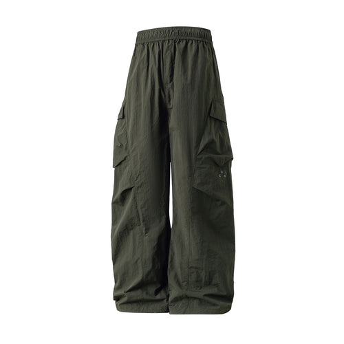 Unisex Weite Cargo‑Palazzo‑Hose aus technischer Crinkle‑Nylon mit elastischem Bund Drune