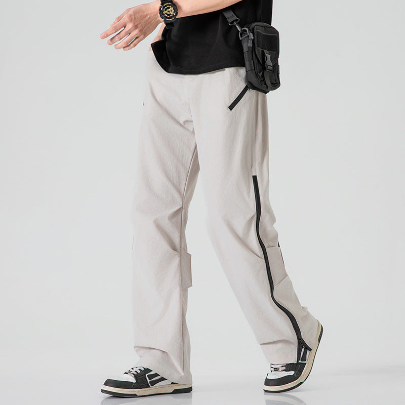 Herren Multifunktionale Tech‑Cargo‑Hose mit seitlichen Zippern, elastischem Bund und taktischen Pattentaschen Drune