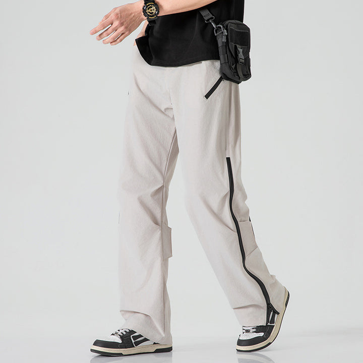 Herren Multifunktionale Tech‑Cargo‑Hose mit seitlichen Zippern, elastischem Bund und taktischen Pattentaschen Drune