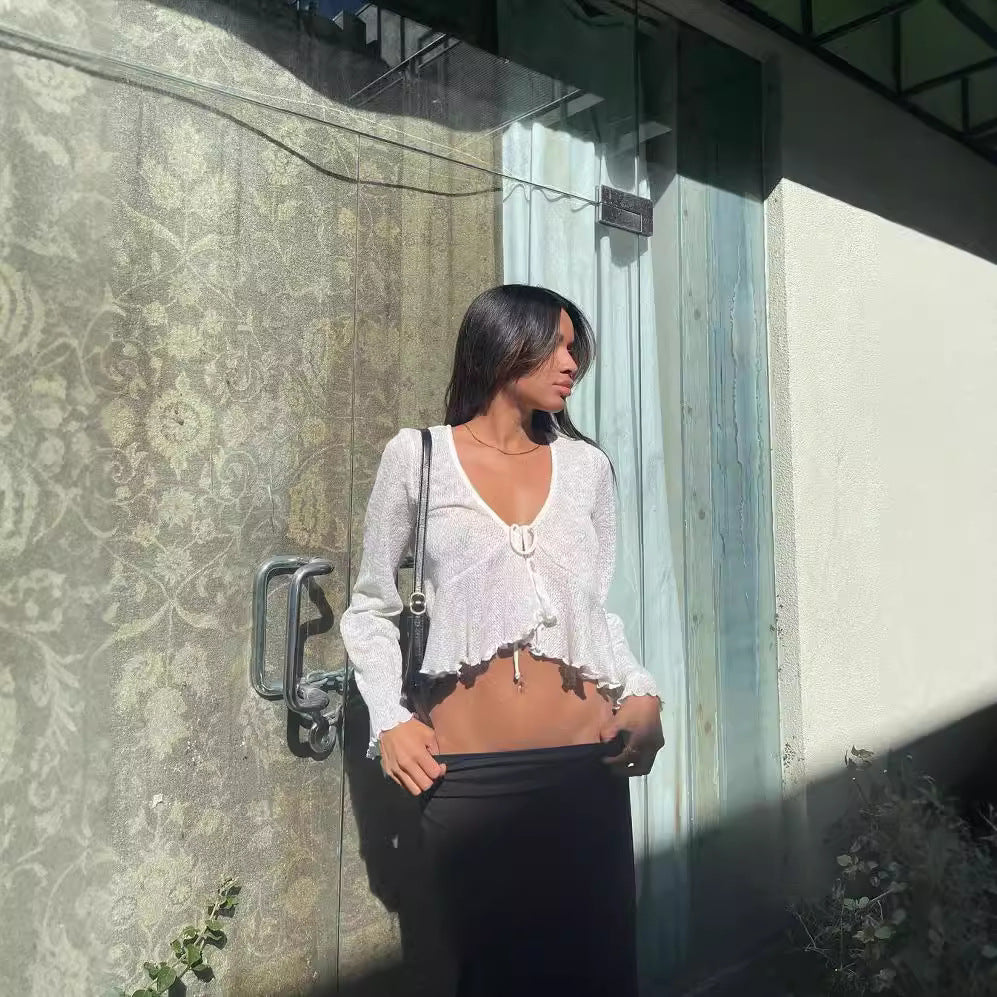 Damen Luftiges Crop-Top mit femininer Schnürung und lässigem Design Drune