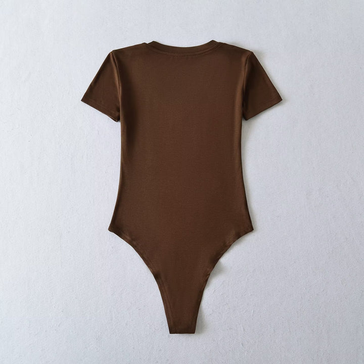 Damen Body mit tiefem V-Ausschnitt und kurzärmligem Design Drune