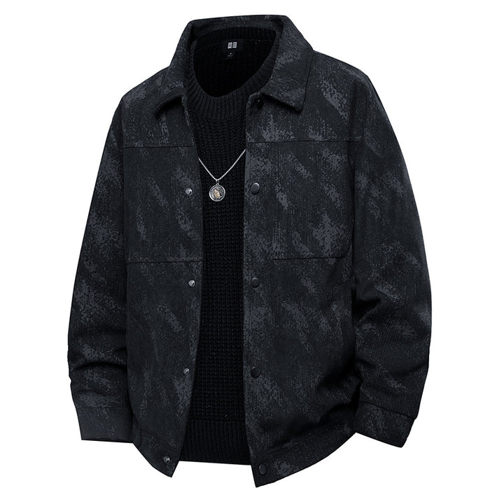Herren Leichte Overshirt-Jacke mit dezenter Reptilprägung und Druckknopfverschluss Drune