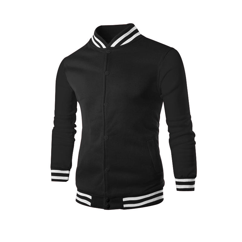 Herren nan College-Strickjacke im Retro-Look mit Rippkragen, Druckknopfverschluss und Eingrifftaschen Drune