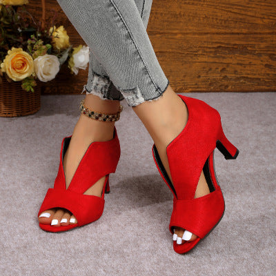 Damen elegante Blockabsatzsandalen mit gekreuzten Riemen Drune