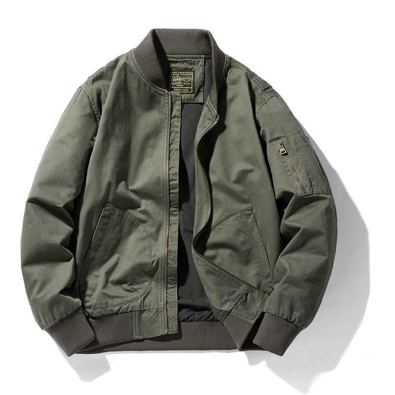 Herren Baumwoll-Canvas Bomberjacke mit Ärmeltasche, Rippbündchen und leichter Thermofütterung Drune