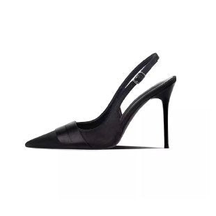 Damen Elegante Slingback‑Pumps mit spitzer Zehenpartie, Leder‑Velours‑Mix und feinem Fesselriemen Drune