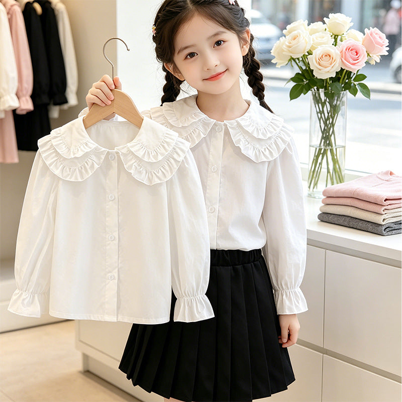 Mädchen elegante Bluse mit Rüschendetails Drune