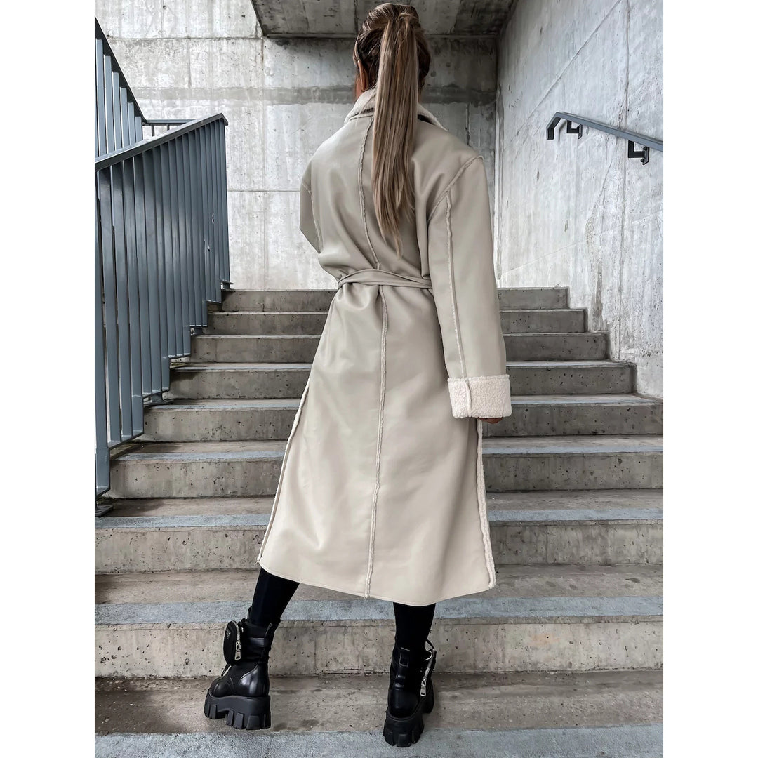 Damen hochwertiger Oversized-Mantel mit weichem Teddyfutter Drune