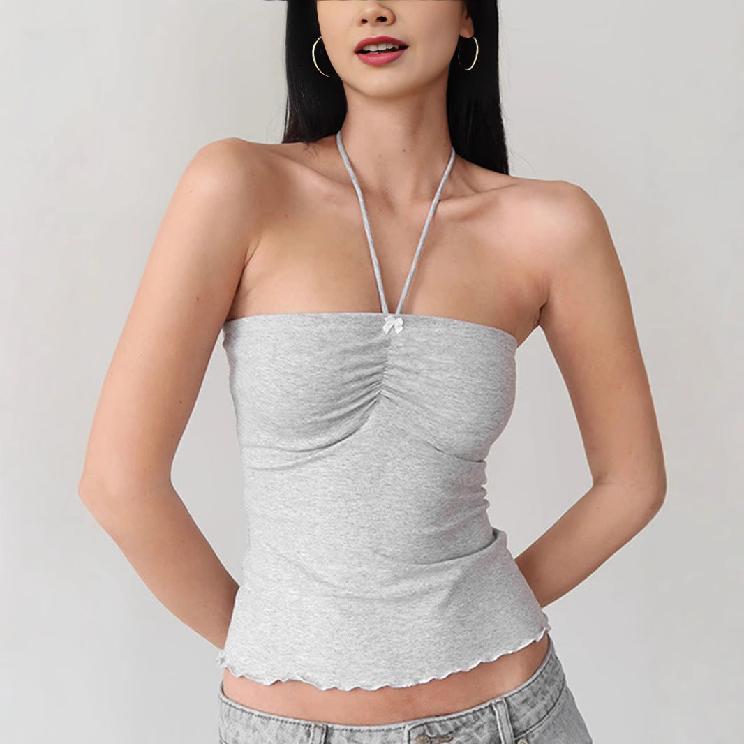 Damen Bandeau-Top mit zarten Rüschendetails und verstellbaren Trägern Drune