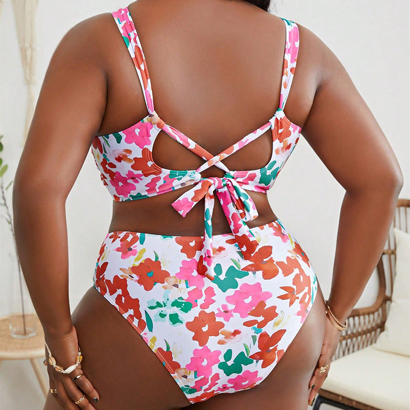 Damen Crop-Top Bikini mit floralem Muster Drune