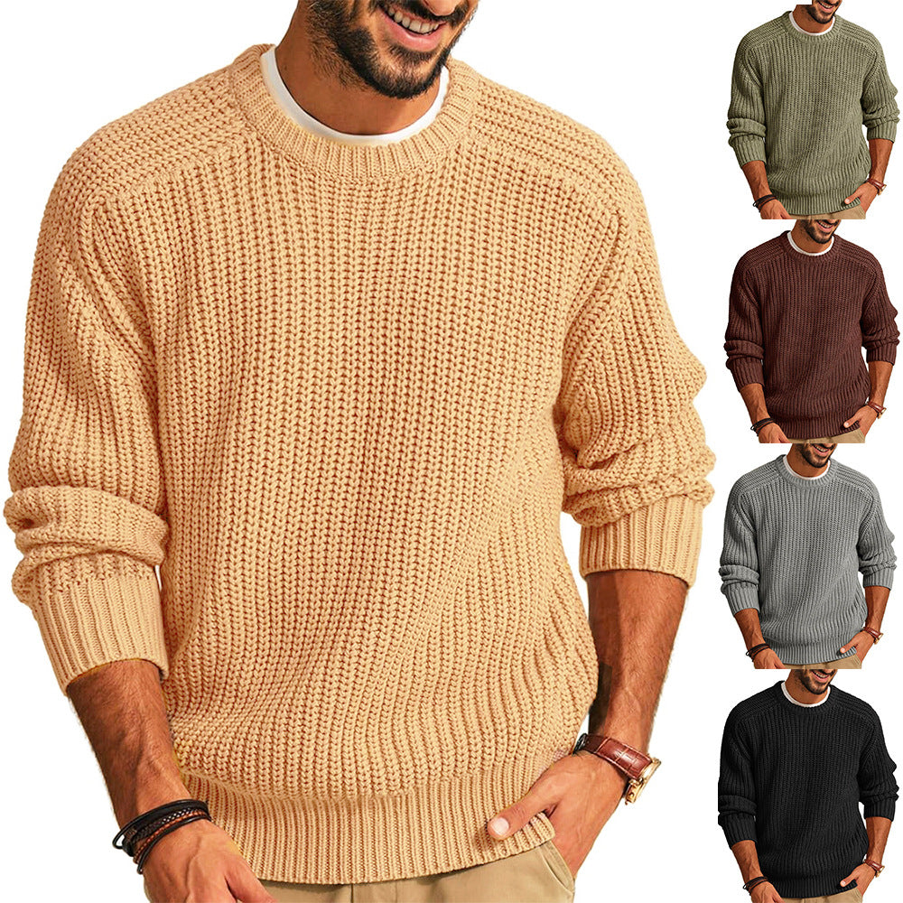 Herren Grobstrick Pullover mit Rundhalsausschnitt und lässigem Schnitt Drune