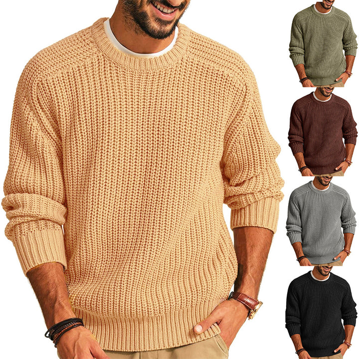 Herren Grobstrick Pullover mit Rundhalsausschnitt und lässigem Schnitt Drune