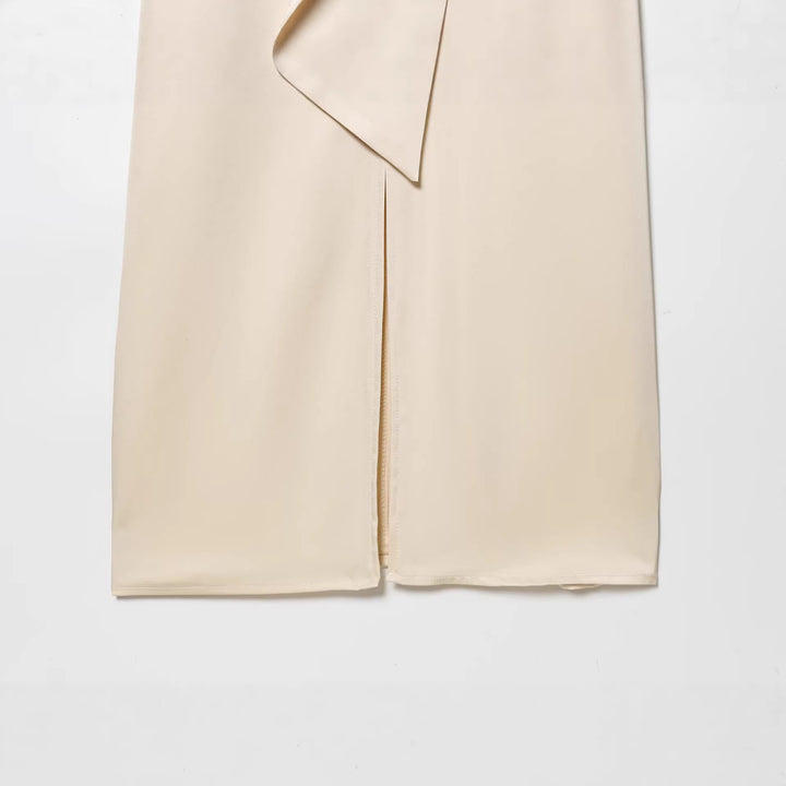 Damen Langes Hemdblusen-Kleid mit Schleifenkragen und Kimonoärmeln Drune