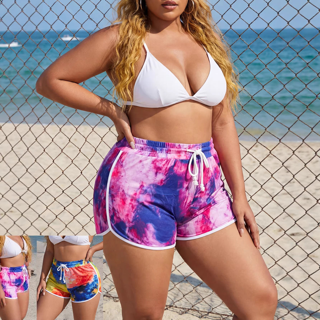 Damen sportliche Badeshorts mit buntem Batikmuster Drune