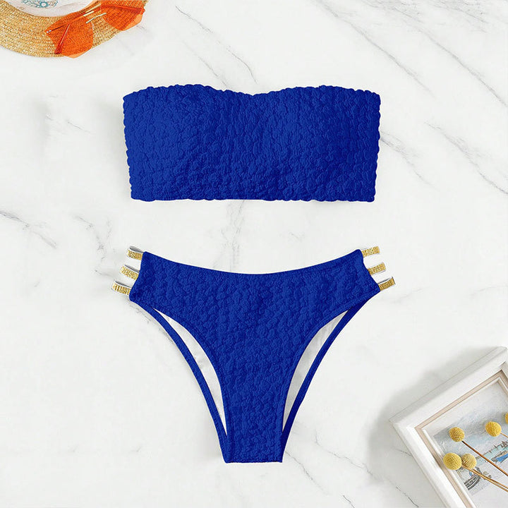 Damen Bandeau-Bikini mit strukturiertem Design und eleganten Akzenten Drune