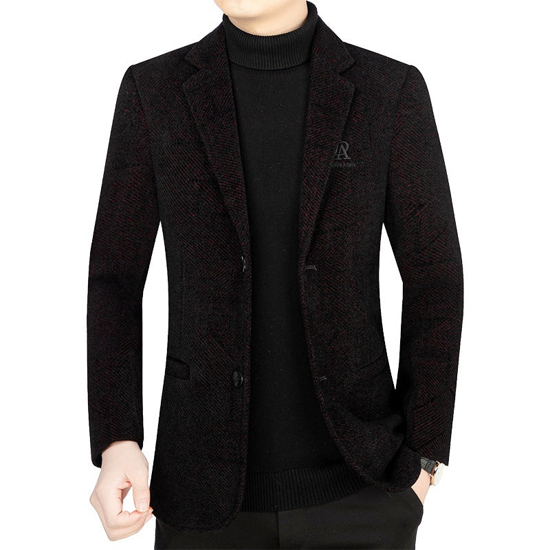 Herren Slim-Fit Sakko aus strukturiertem Wollmix mit leichter Halbfütterung und Zweiknopf-Silhouette Drune