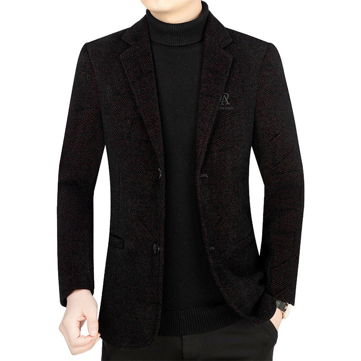 Herren Slim-Fit Sakko aus strukturiertem Wollmix mit leichter Halbfütterung und Zweiknopf-Silhouette Drune