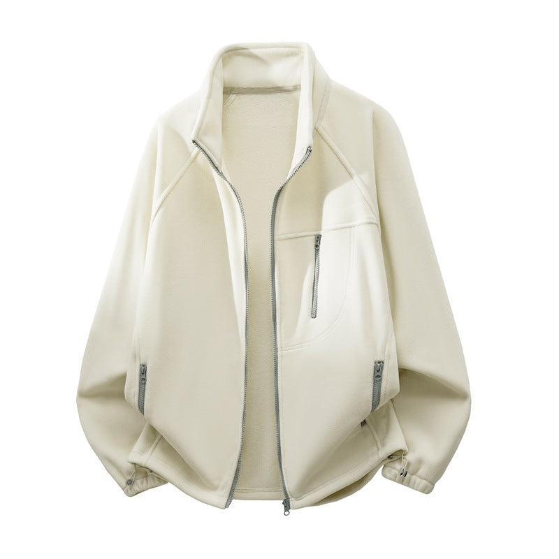 Unisex funktionale Microfleece-Performancejacke mit Stehkragen, Brustreißverschluss und ergonomischen Raglanärmeln Drune