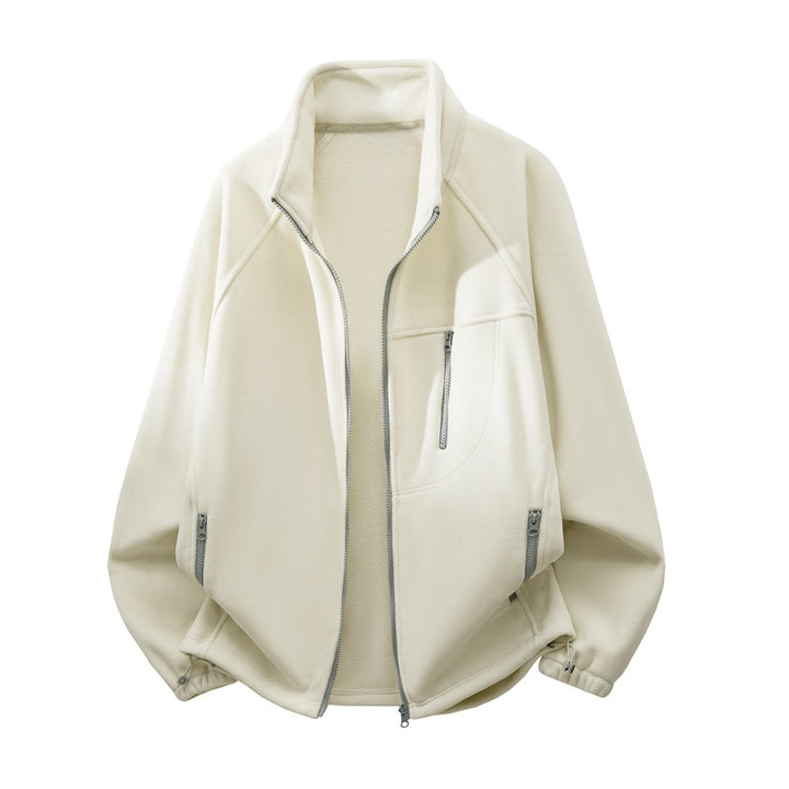 Unisex funktionale Microfleece-Performancejacke mit Stehkragen, Brustreißverschluss und ergonomischen Raglanärmeln Drune